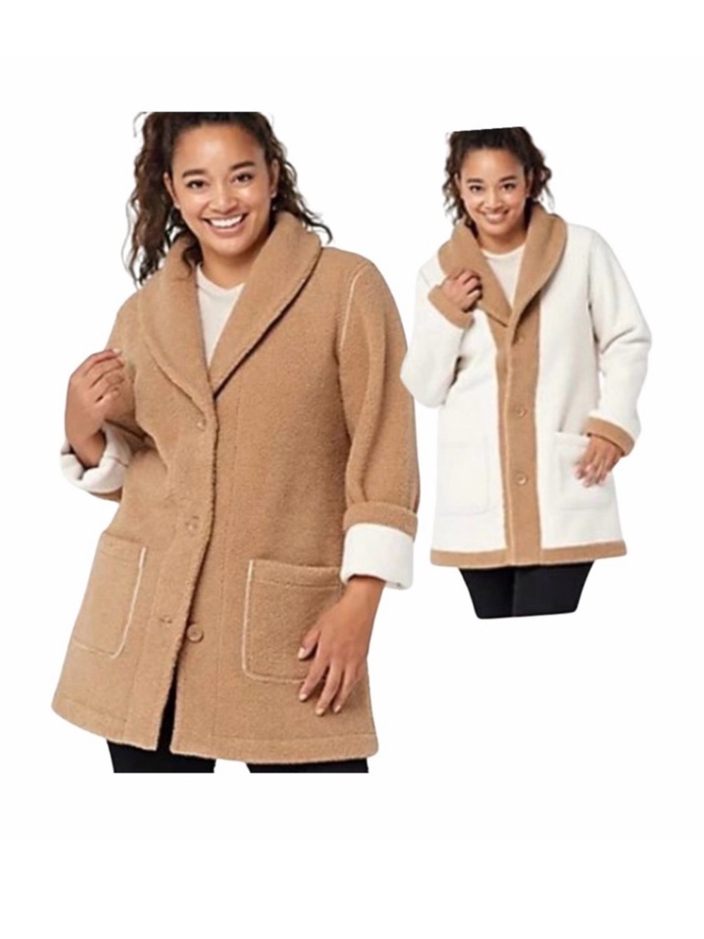 Susan Graver “Weekend” Reversible Sherpa Coat